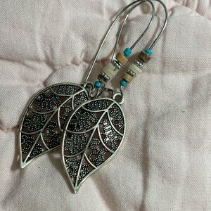 Silver Leaf Dangle Earrings